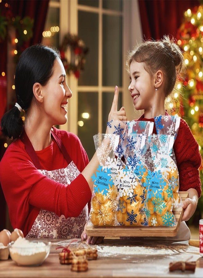 Vellibring 120PCS Christmas Cellophane Bags,Winter Snowflake Bags Transparent Plastic Candy Cookie Bags with Twist Ties Snowflake Hanging Tags for Xmas Winter Holiday Party Supplies - Image 4